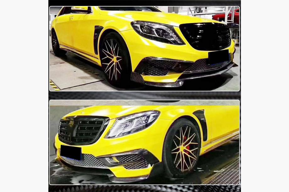 Mercedes S-class W222 2013-2022 рр. Накладки на передній бампер V1 (для S63 AMG 2014-2017, Карбон) Фото 5