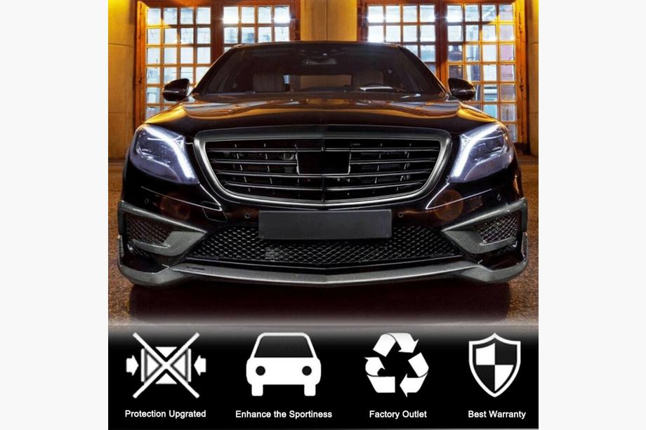 Mercedes S-class W222 2013-2022 рр. Накладка на передній бампер Lip (для S63 AMG 2014-2017, Карбон) Фото 2