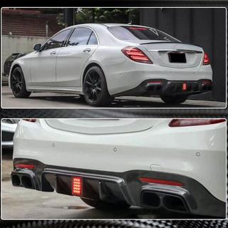 Дифузор заднього бампера з насадками (для S63/S65 AMG 2018-2021, Карбон) фото 4