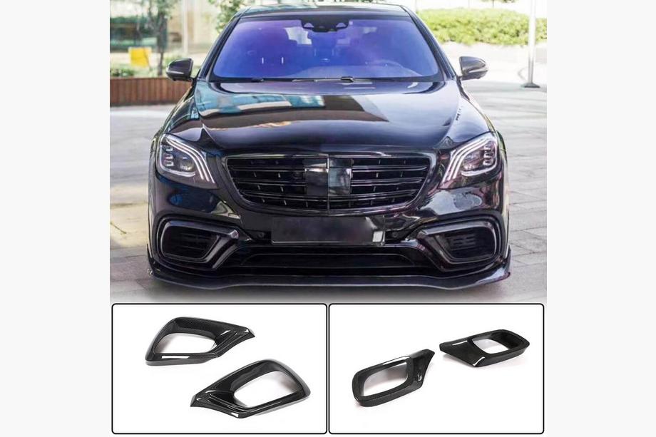 Mercedes S-class W222 2013-2022 рр. Карбонові вставки передній бампер (для AMG 2018-2021) Фото 1