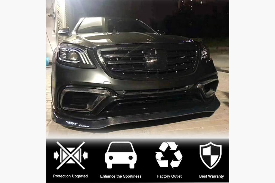 Mercedes S-class W222 2013-2022 рр. Карбонові вставки передній бампер (для AMG 2018-2021) Фото 3