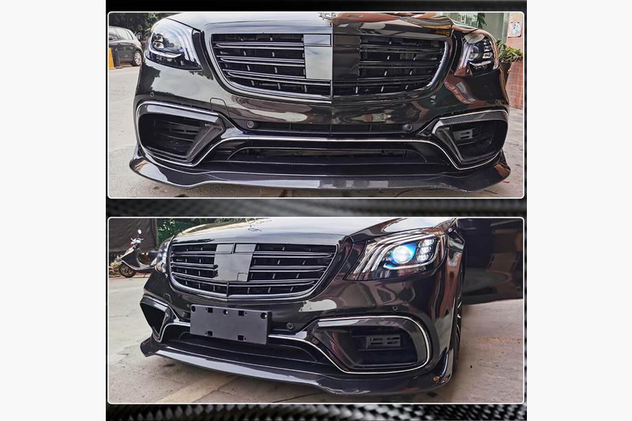 Mercedes S-class W222 2013-2022 рр. Карбонові вставки передній бампер (для AMG 2018-2021) Фото 4