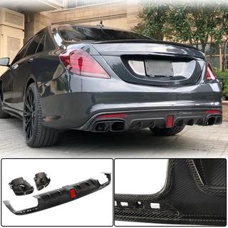 Дифузор заднього бампера з насадками (для S63 AMG 2014-2017, Карбон) фото 1