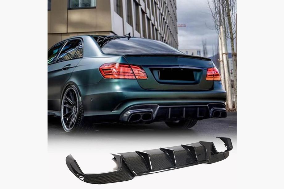 Mercedes E-class W212 2009-2016 рр. Дифузор заднього бампера V1 (для E63 AMG 2013-2016, Карбон) Фото 2