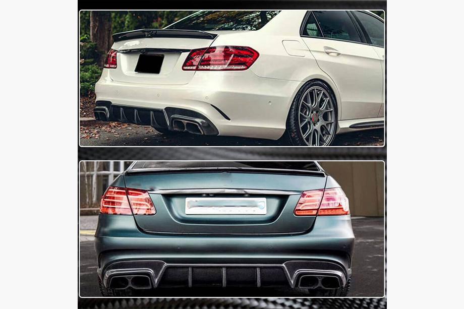 Mercedes E-class W212 2009-2016 рр. Дифузор заднього бампера V1 (для E63 AMG 2013-2016, Карбон) Фото 6