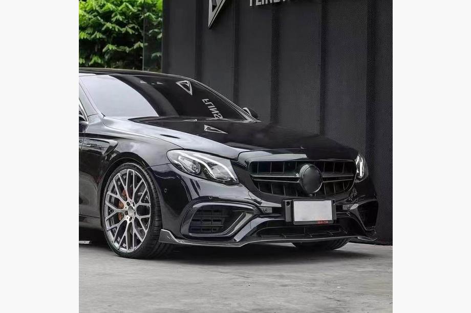 Mercedes E-class W213 2016-2023 рр. Накладки на передній бампер (для E63 AMG 2016-2019, Карбон) Фото 2