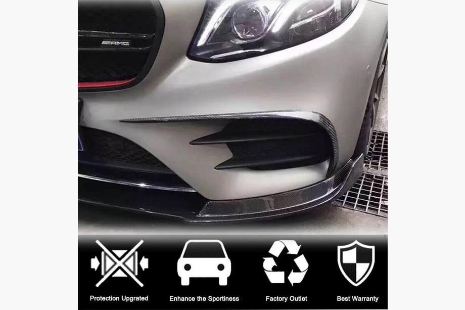 Mercedes E-class W213 2016-2023 рр. Накладки на передній бампер V1 (для E43 AMG 2016-2019, Карбон) Фото 3