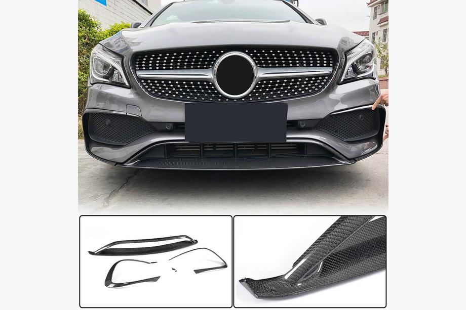 Mercedes CLA C117 2013-2019 рр. Накладка на передній бампер Lip (для AMG-Line SD 2017-2019, Карбон) Фото 1