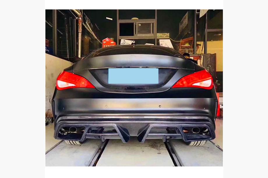 Mercedes CLA C117 2013-2019 рр. Дифузор заднього бампера V1 (для AMG-Line / CLA45 AMG 2013-2016, Карбон) Фото 2