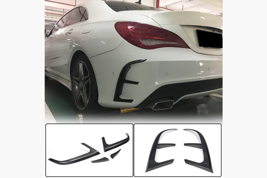 Mercedes CLA C117 2013-2019 рр. Накладки на задній бампер (для AMG-Line / CLA45 AMG SD 2013-2016, Карбон) Фото 1