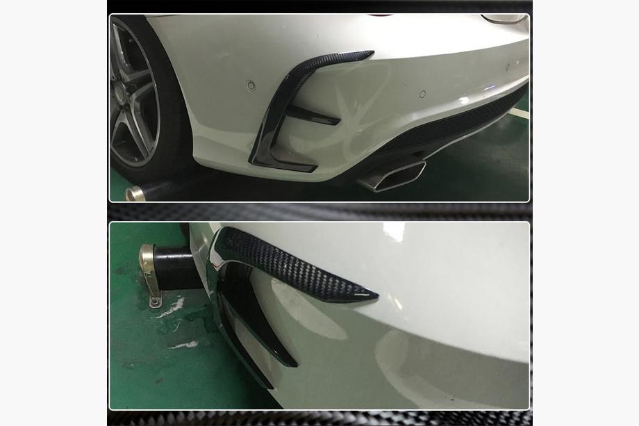 Mercedes CLA C117 2013-2019 рр. Накладки на задній бампер (для AMG-Line / CLA45 AMG SD 2013-2016, Карбон) Фото 4