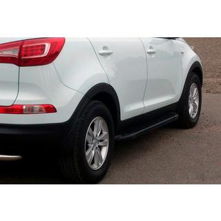 Бокові пороги Allmond Black (2 шт., алюм.) Kia Sportage 2010-2015 рр. фото 1