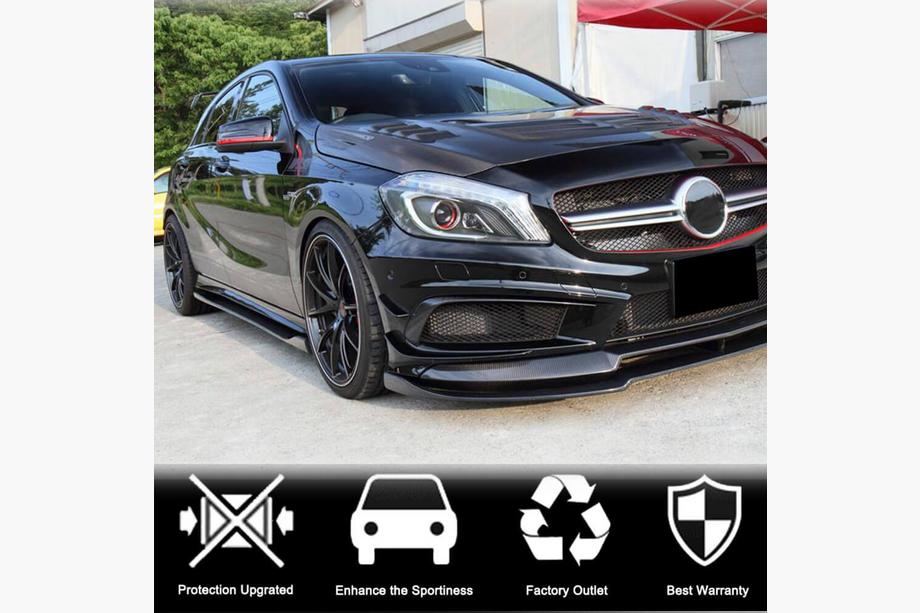 Mercedes A-class W176 2012-2018 рр. Бокові пороги V4 (Карбон) Фото 2