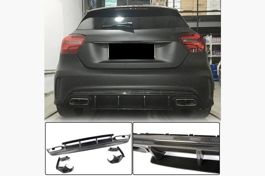 Mercedes A-class W176 2012-2018 рр. Дифузер заднього бампера V1 (для AMG-Line / A45 AMG HB) Фото 1