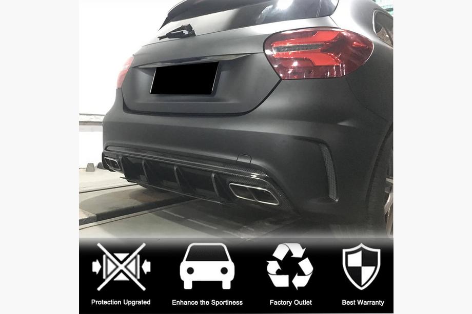 Mercedes A-class W176 2012-2018 рр. Дифузер заднього бампера V1 (для AMG-Line / A45 AMG HB) Фото 2