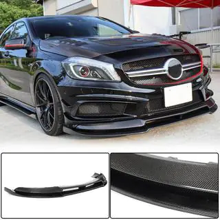 Накладка на передній бампер Lip V2 (для AMG-Line / A45 AMG HB 2013-2015, Карбон) фото 1