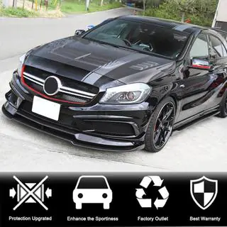 Накладка на передній бампер Lip V2 (для AMG-Line / A45 AMG HB 2013-2015, Карбон) фото 2
