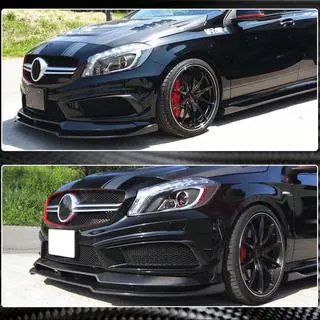 Накладка на передній бампер Lip V2 (для AMG-Line / A45 AMG HB 2013-2015, Карбон) фото 3