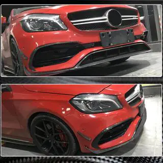 Накладка на передній бампер Lip (для AMG-Line / A45 AMG HB 2016-2018, Карбон) фото 3