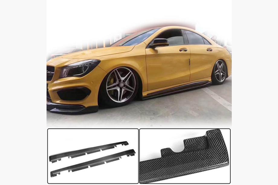 Mercedes A-class W176 2012-2018 рр. Бокові пороги V2 (Карбон) Фото 2