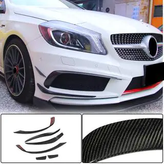Накладки на передній бампер (для AMG-Line / A45 AMG HB 2013-2015, Карбон) фото 1