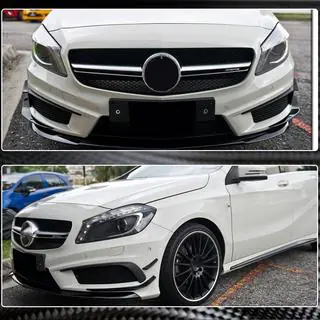 Накладки на передній бампер (для AMG-Line / A45 AMG HB 2013-2015, Карбон) фото 3