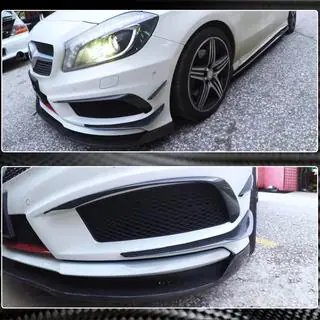 Накладки на передній бампер (для AMG-Line / A45 AMG HB 2013-2015, Карбон) фото 4