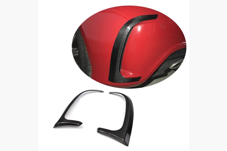 Mercedes A-сlass W176 2012-2018 рр. Накладки на задній бампер (для A45 AMG HB 2013-2015, Карбон) Image