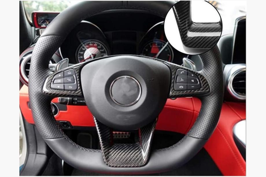 Mercedes A-class W176 2012-2018 рр. Накладка на кермо (Карбон) Фото 2