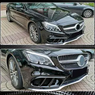 Накладки на передній бампер (для AMG-Line SD 2015-2018, Карбон) фото 3