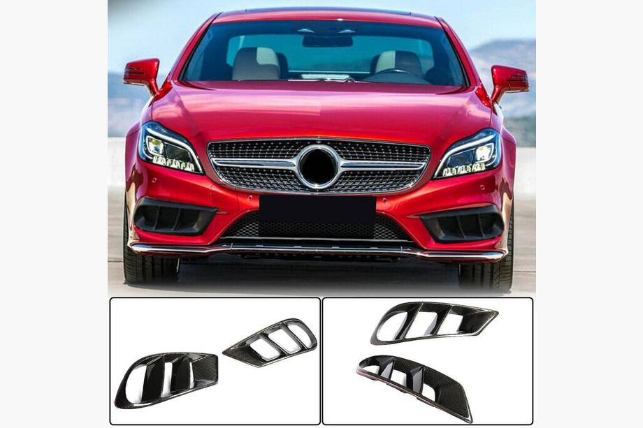 Mercedes CLS C218 2011-2018 рр. Накладки на передній бампер (для AMG-Line SD 2015-2018, Карбон) Фото 1