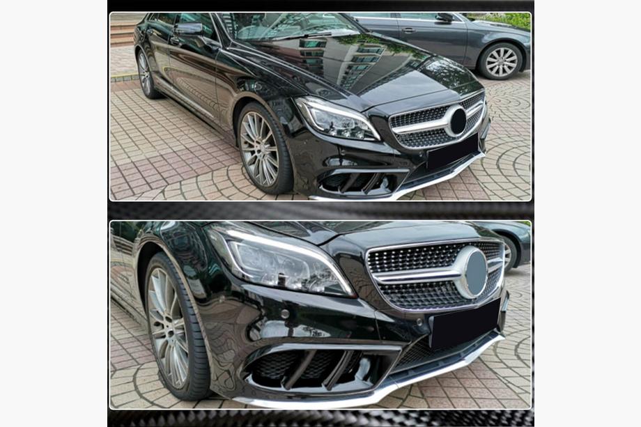 Mercedes CLS C218 2011-2018 рр. Накладки на передній бампер (для AMG-Line SD 2015-2018, Карбон) Фото 3