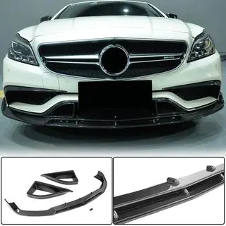 Накладка на передній бампер Lip V1 (для CLS63 AMG SD 2015-2018, Карбон)