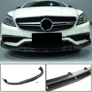 Накладка на передній бампер Lip V1 (для CLS63 AMG SD 2015-2018, Карбон) фото 2