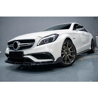 Накладка на передній бампер Lip V2 (для CLS63 AMG SD 2015-2018, Карбон)