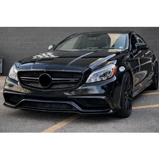 Накладки на передній бампер (для CLS63 AMG SD 2015-2018, Карбон) фото 3