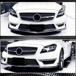Накладка на передній бампер Lip V1 (для CLS63 AMG SD 2011-2014, Карбон) фото 3