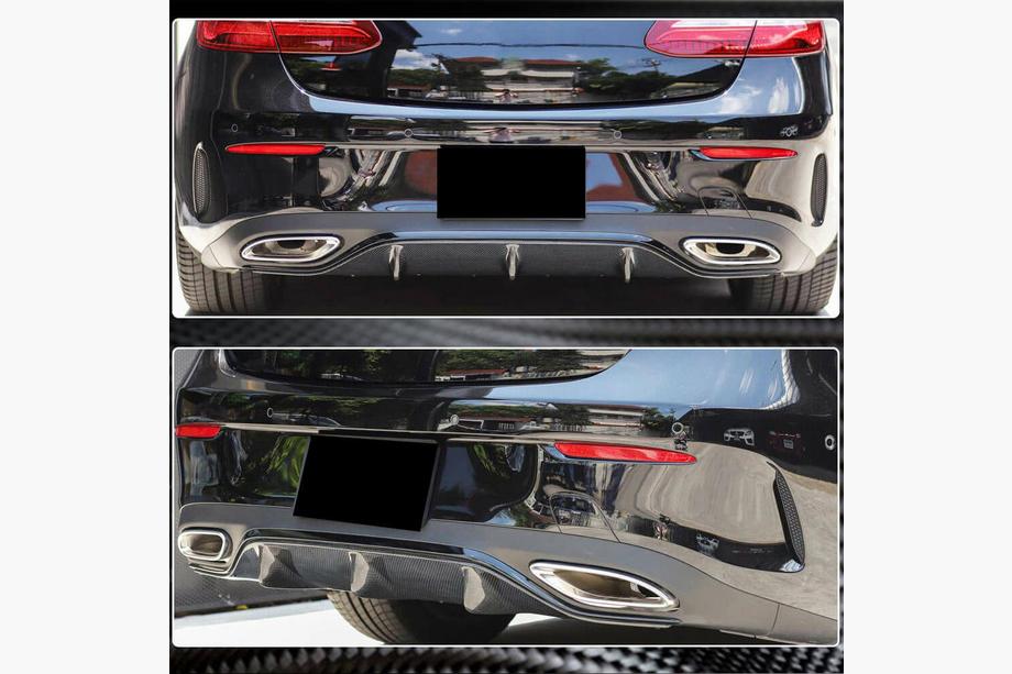 Mercedes E-class coupe C238 2016-2024 рр. Дифузор заднього бампера V2 (для AMG-Line 2017-2019, Карбон) Фото 4