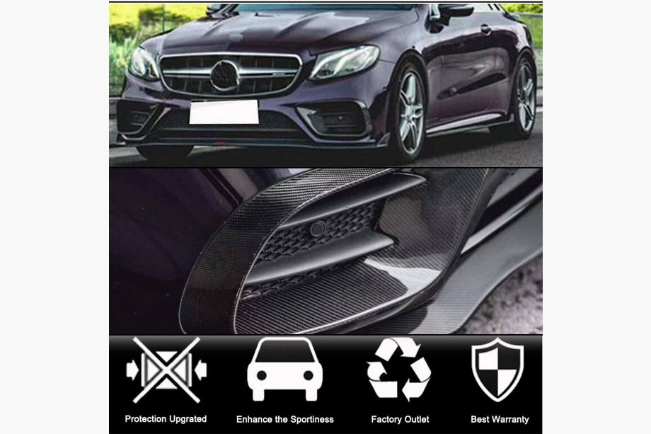 Mercedes E-class coupe C238 2016-2024 рр. Накладки на передній бампер (для AMG-Line 2017-2019, Карбон) Фото 2