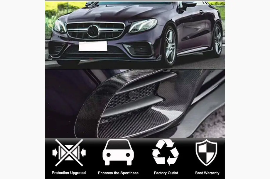 Mercedes E-class coupe C238 2016-2024 рр. Накладки на передній бампер (для AMG-Line 2017-2019, Карбон) Фото 2