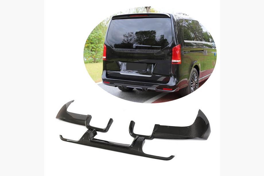 Mercedes Vito/V-class W447 2014- рр. Дифузор заднього бампера V3 (для V-Class 2014-2019, Карбон) Фото 1