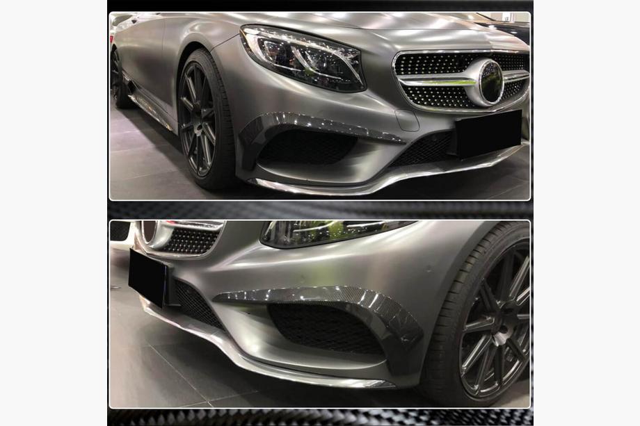 Mercedes S-class C217 Coupe 2014-2020 рр. Вставки в передній бампер (для AMG-Line 2015-2018, Карбон) Фото 4