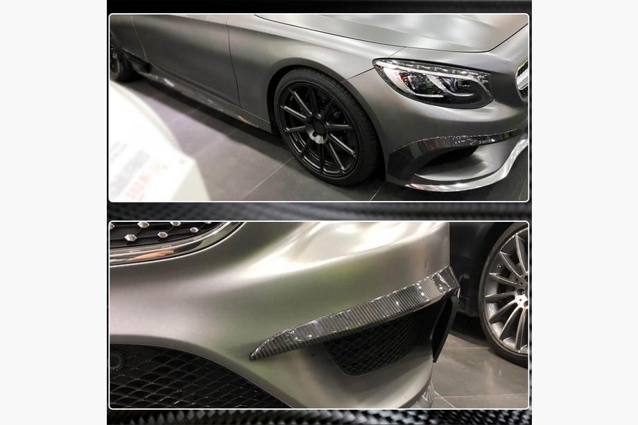 Mercedes S-class C217 Coupe 2014-2020 рр. Вставки в передній бампер (для AMG-Line 2015-2018, Карбон) Фото 5