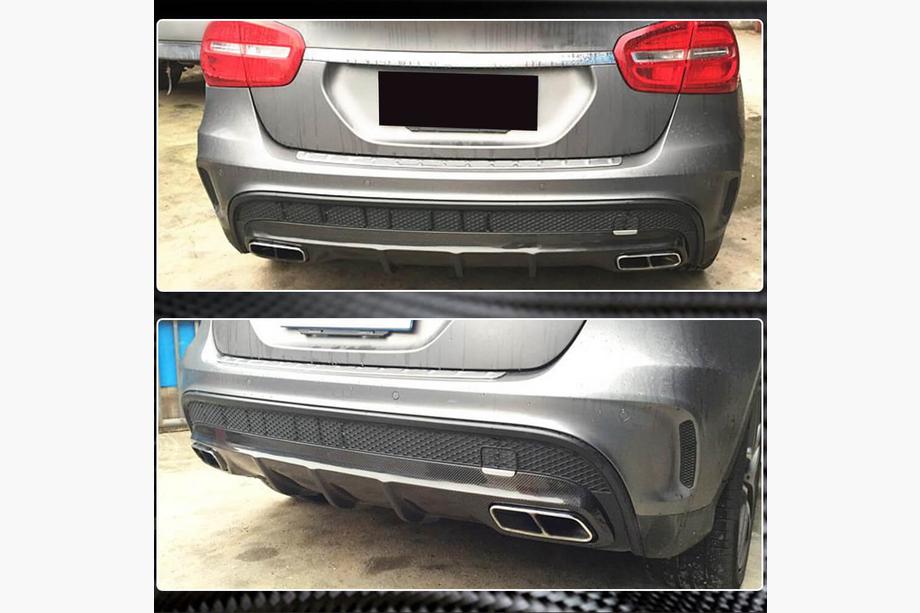 Mercedes GLA X156 2014-2019 рр. Дифузор заднього бампера (для GLA45 AMG, Карбон) Фото 4