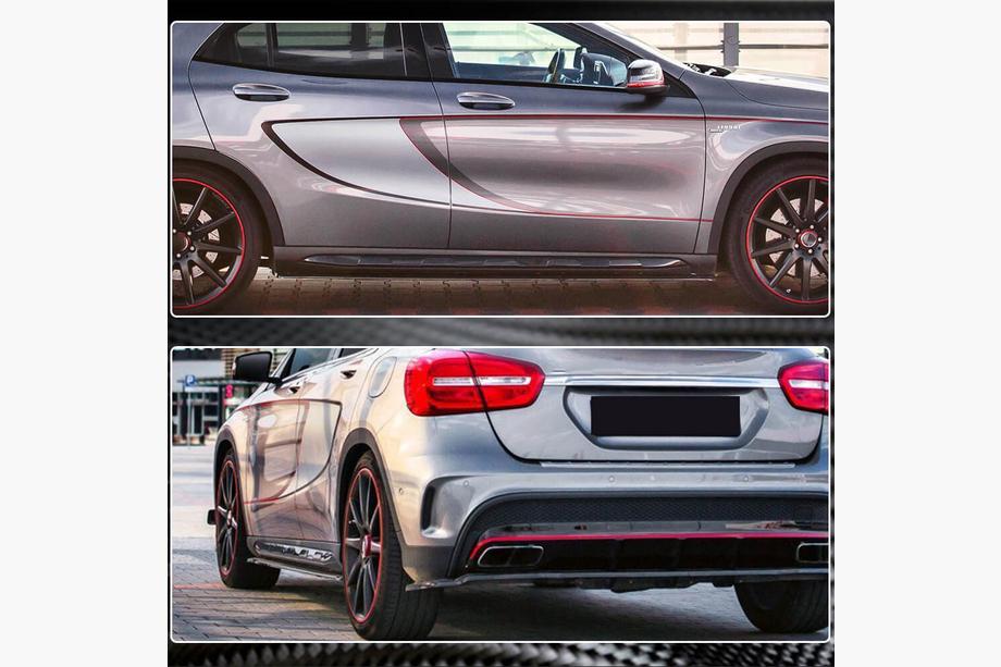 Mercedes GLA X156 2014-2019 рр. Бокові пороги (для GLA45 AMG 2013-2016, Карбон) Фото 4
