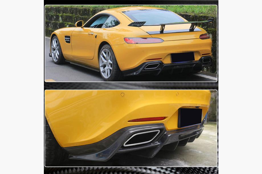Mercedes AMG GT C190/R190 2014-2022 рр. Дифузор заднього бампера (для 2015-2017, Карбон) Фото 3