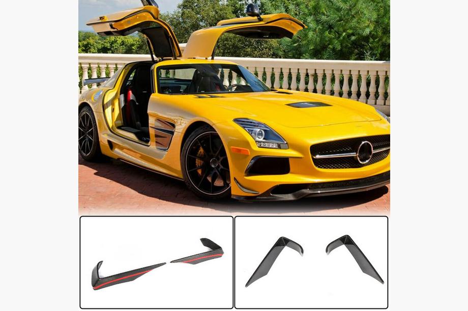 Mercedes SLS C197 2010-2014 рр. Накладки на передній бампер Flap V2 (Карбон) Фото 1