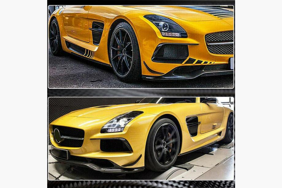 Mercedes SLS C197 2010-2014 рр. Накладки на передній бампер Flap V2 (Карбон) Фото 4