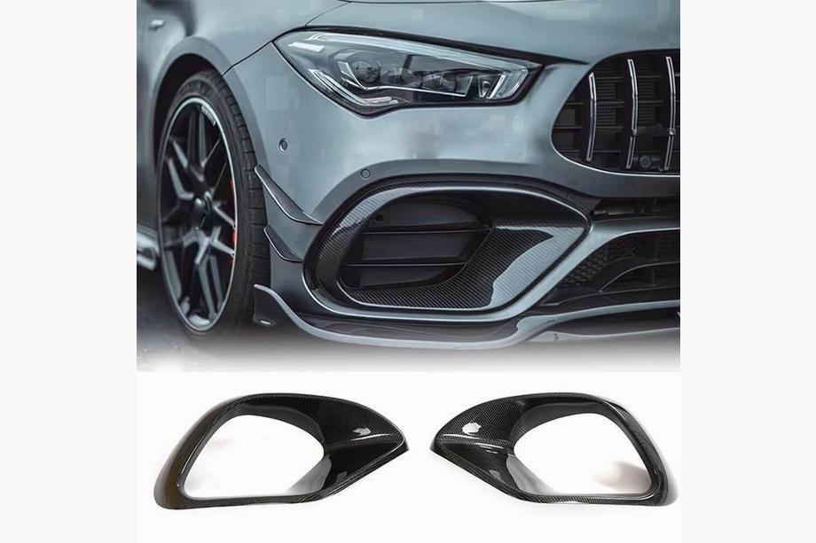 Mercedes CLA C118 2019- рр. Накладки на передній бампер (для CLA45 AMG SD, Карбон) Фото 1