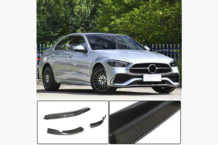 Mercedes C-class W206 2022- рр. Накладка на передній бампер Lip (для AMG-Line, Карбон) Фото 1